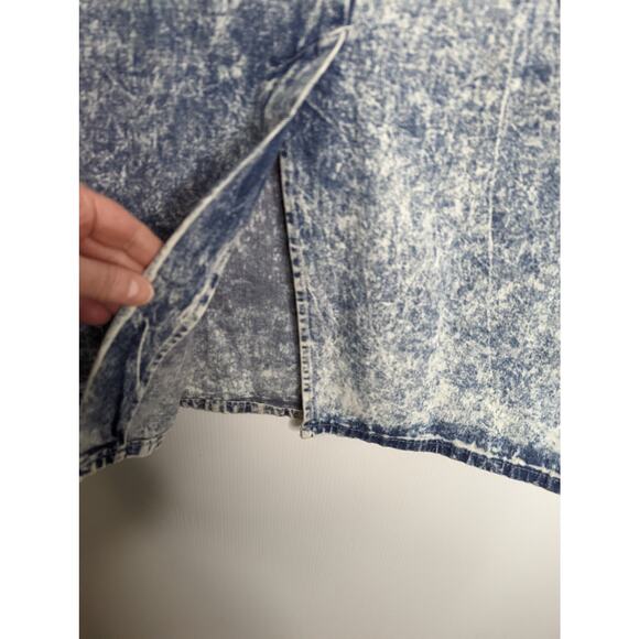 Vintage 80's Acid Wash Jean Midi Skirt American Legend Painter Style - Picture 5 of 11
